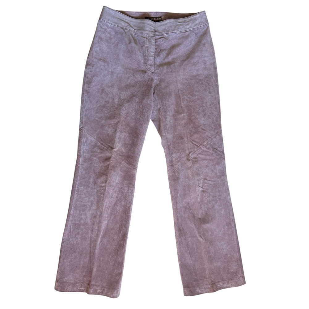 Bandolino Suede Leather Pants Women's Sugarplum Pink Mauve Bootcut Flare Leg